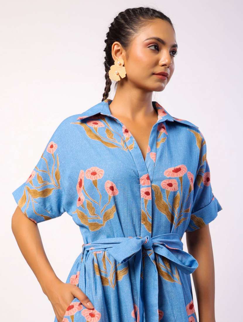 women printed short sleeve a-line ethnic dress - 21954648 - Standard Image - 3