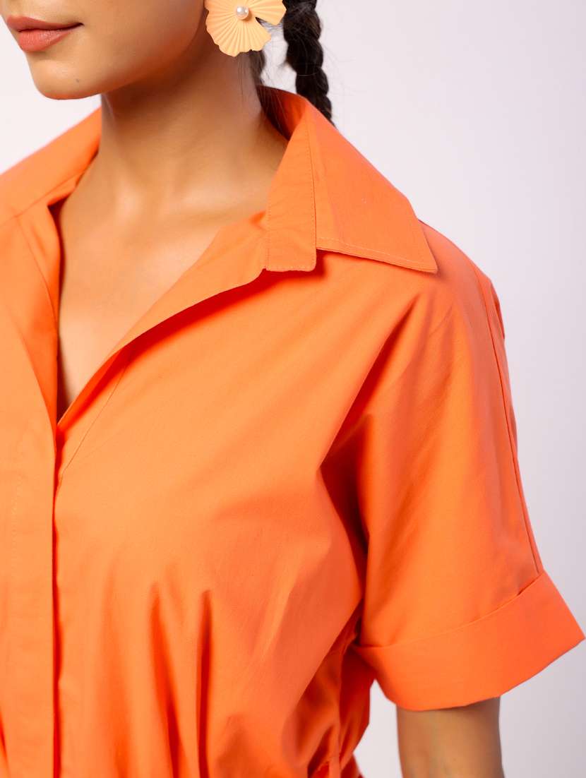 women solid short sleeve a-line ethnic dress - 21954649 - Standard Image - 8