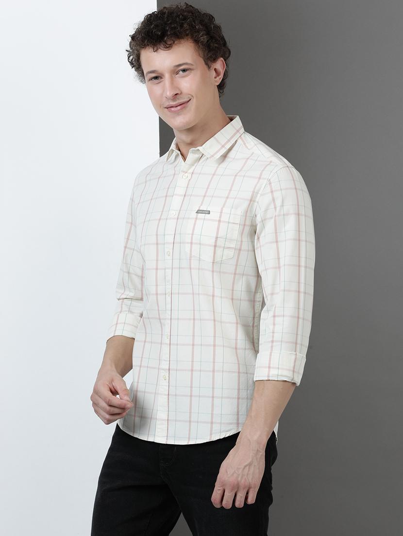 men checkered long sleeve regular fit casual shirt