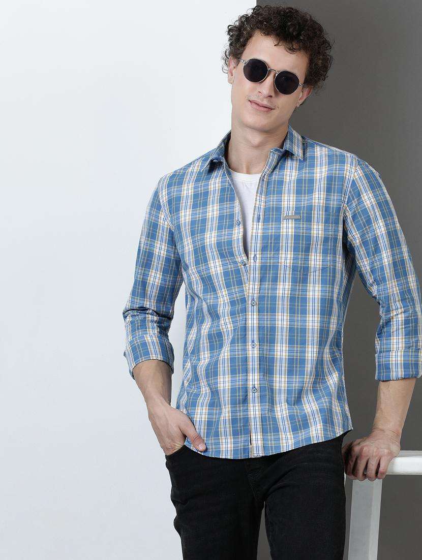 men checkered long sleeve regular fit casual shirt