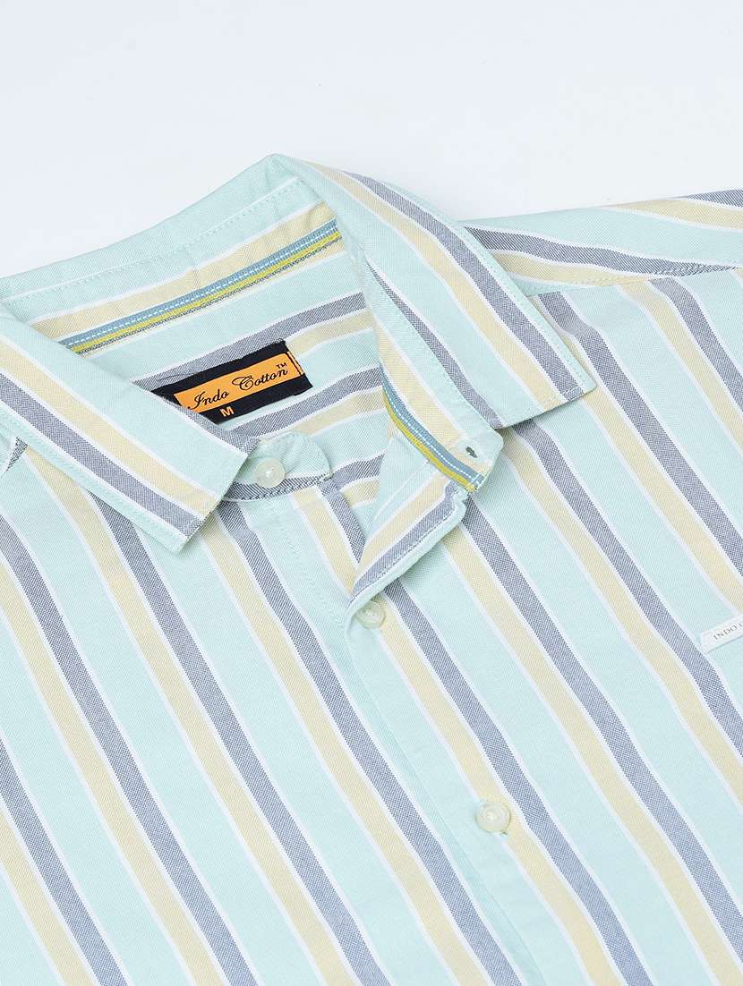 men striped short sleeve regular fit casual shirt - 21954666 -  Standard Image - 3