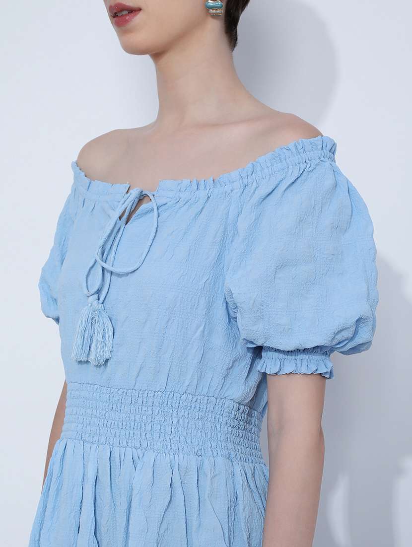 women solid off shoulder tiered dress - 21954945 -  Standard Image - 5