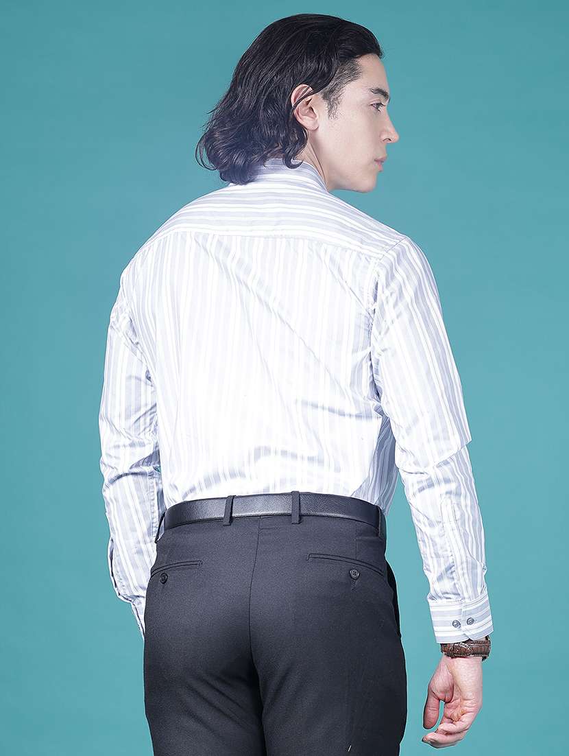 men striped long sleeve slim fit formal shirt - 21955691 -  Standard Image - 3