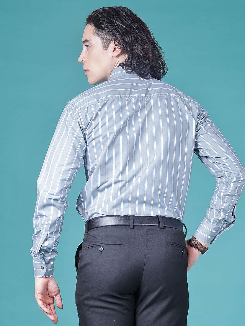 men striped collared long sleeve formal shirt - 21955692 -  Standard Image - 3