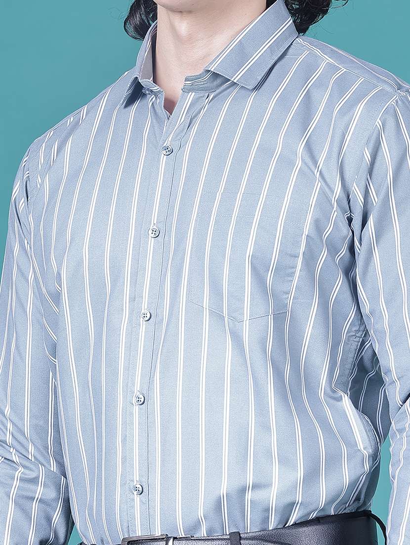men striped collared long sleeve formal shirt - 21955692 -  Standard Image - 5