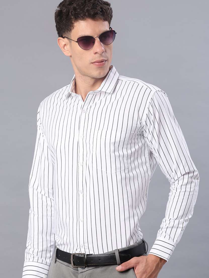 men striped long sleeve regualr fit formal shirt