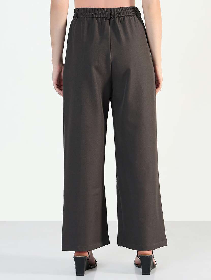 women's charcoal pleated wide leg formal trousers - 21955768 -  Standard Image - 3