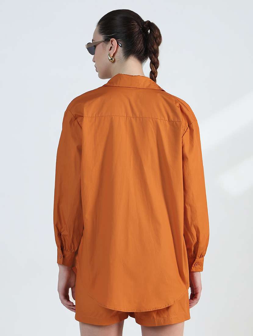 women solid shirt and shorts co-ord set - 21955769 -  Standard Image - 3