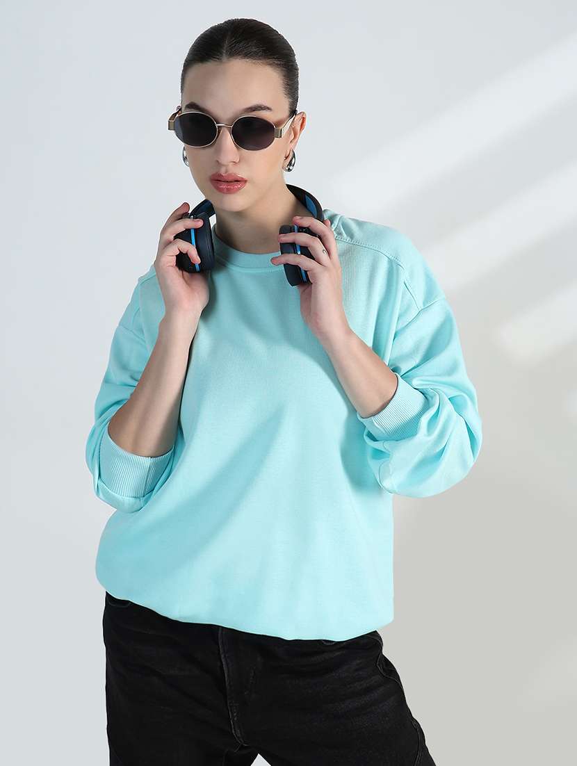 women solid long sleeve loose fit sweatshirt - 21955785 - Zoom Image - 0