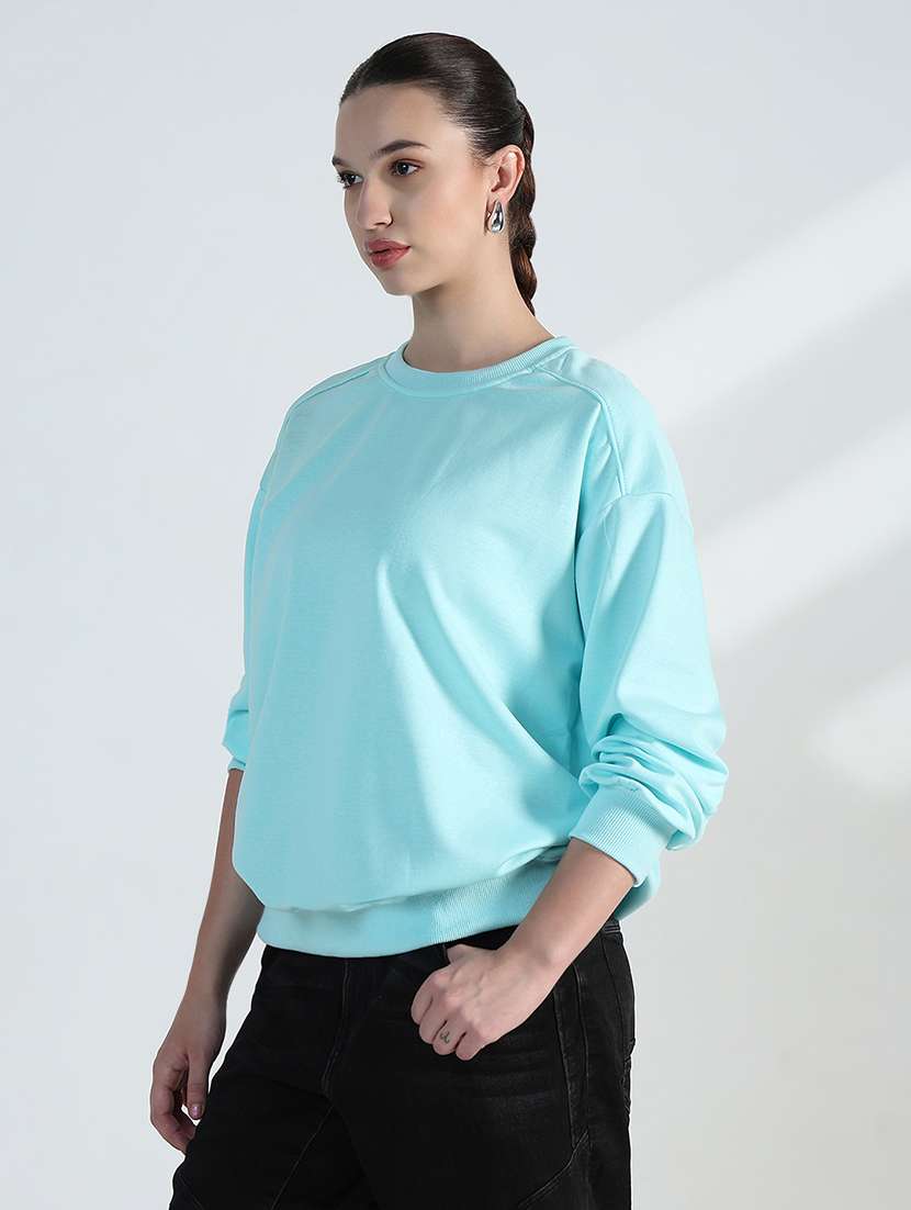 women solid long sleeve loose fit sweatshirt - 21955785 - Standard Image - 3