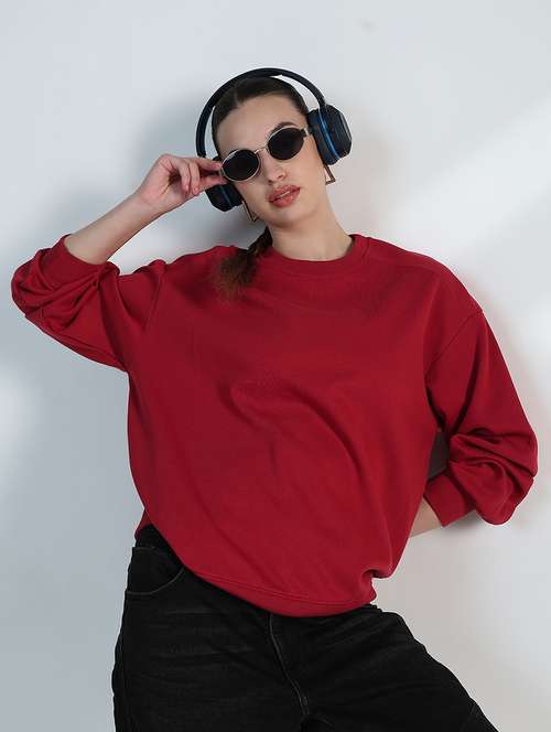 women solid long sleeve loose fit sweatshirt - 21955786 -  Standard Image - 0