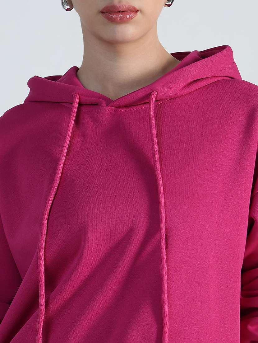 women solid long sleeve loose fit hooded sweatshirt - 21955789 - Standard Image - 5