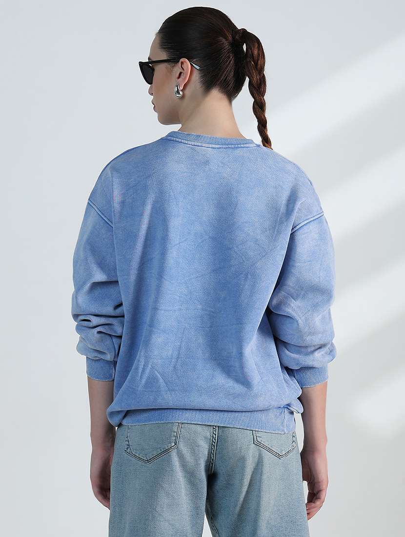 women typographic print long sleeve loose fit sweatshirt - 21955793 -  Standard Image - 3