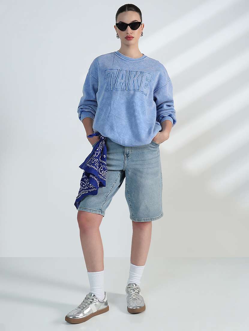 women typographic print long sleeve loose fit sweatshirt - 21955793 -  Standard Image - 5