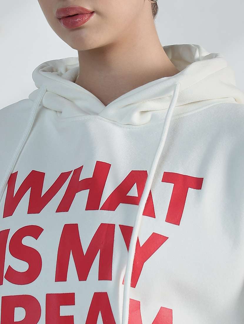 women typographic print loose fit hooded sweatshirt - 21955794 -  Standard Image - 5