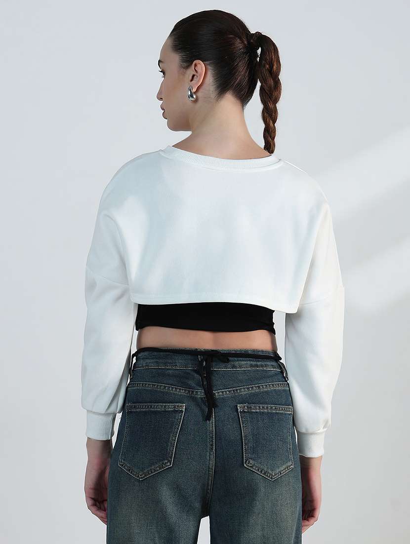 women printed long sleeve crop sweatshirt with tank top - 21955816 -  Standard Image - 3