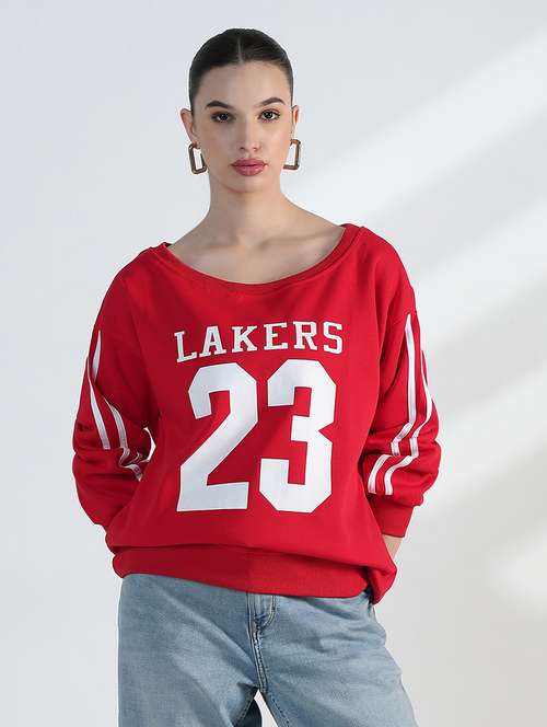 women printed long sleeve loose fit sweatshirt  - 21955822 -  Standard Image - 0