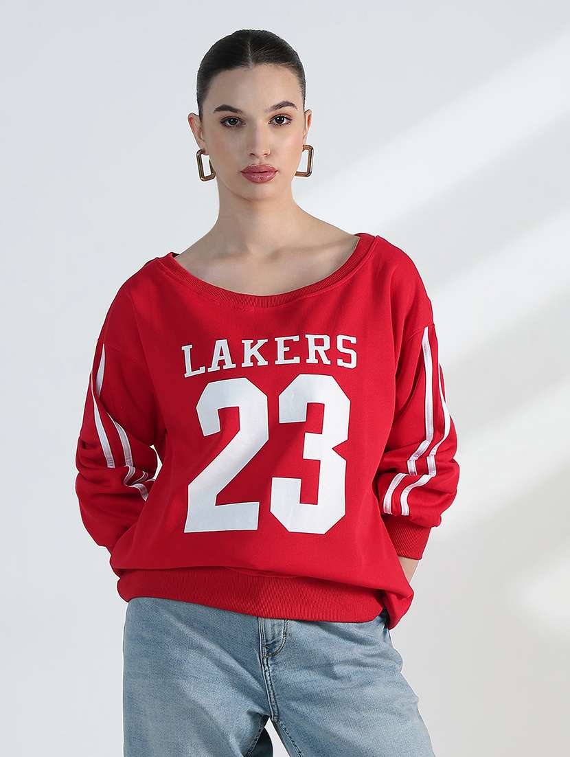 women printed long sleeve loose fit sweatshirt  - 21955822 -  Zoom Image - 0