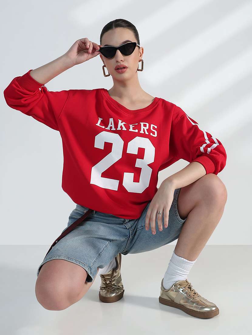women printed long sleeve loose fit sweatshirt  - 21955822 -  Standard Image - 3