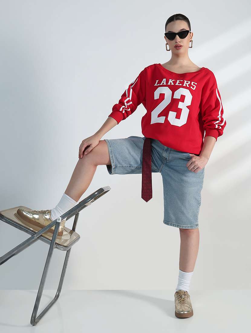 women printed long sleeve loose fit sweatshirt  - 21955822 -  Standard Image - 5