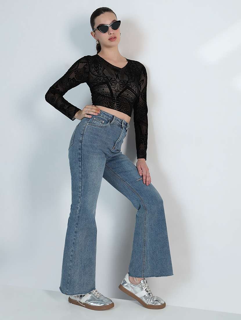 women printed long sleeve crop top - 21955836 -  Standard Image - 5