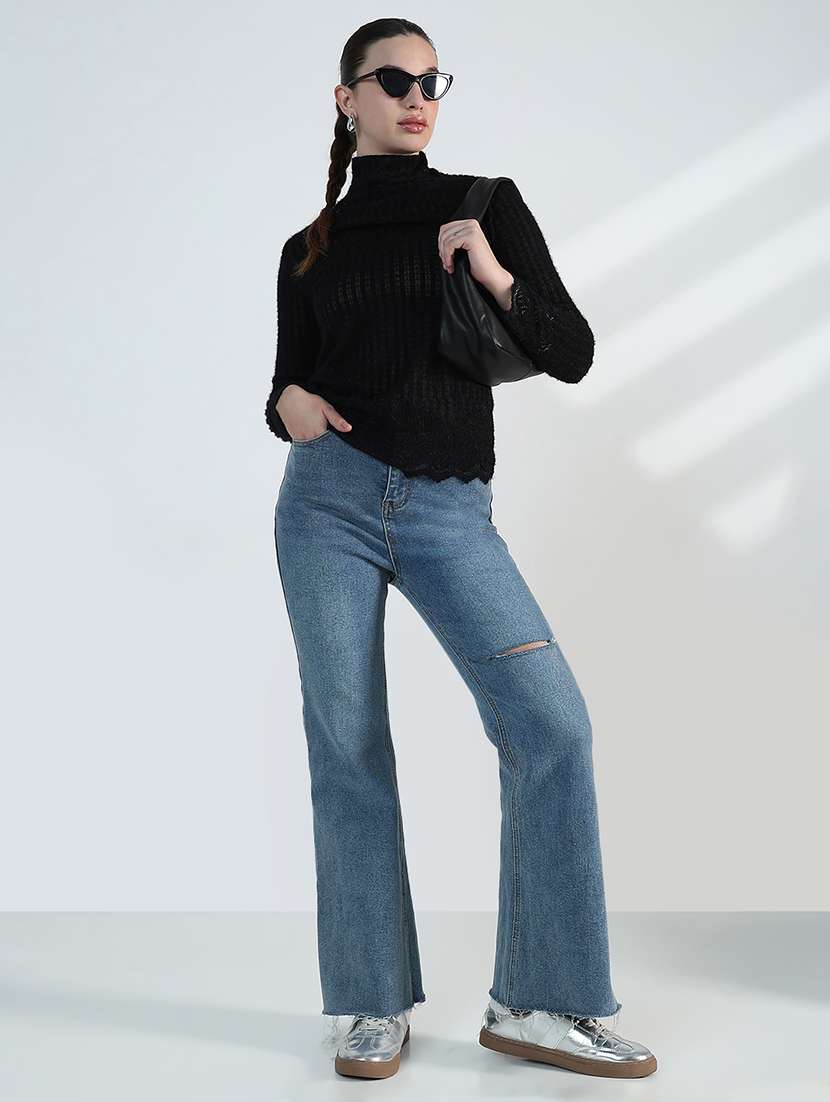 women solid long sleeve mock neck regular top - 21955839 - Standard Image - 5