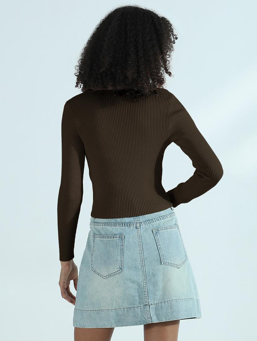 women solid long sleeve crop top - 21955841 - Standard Image - 3