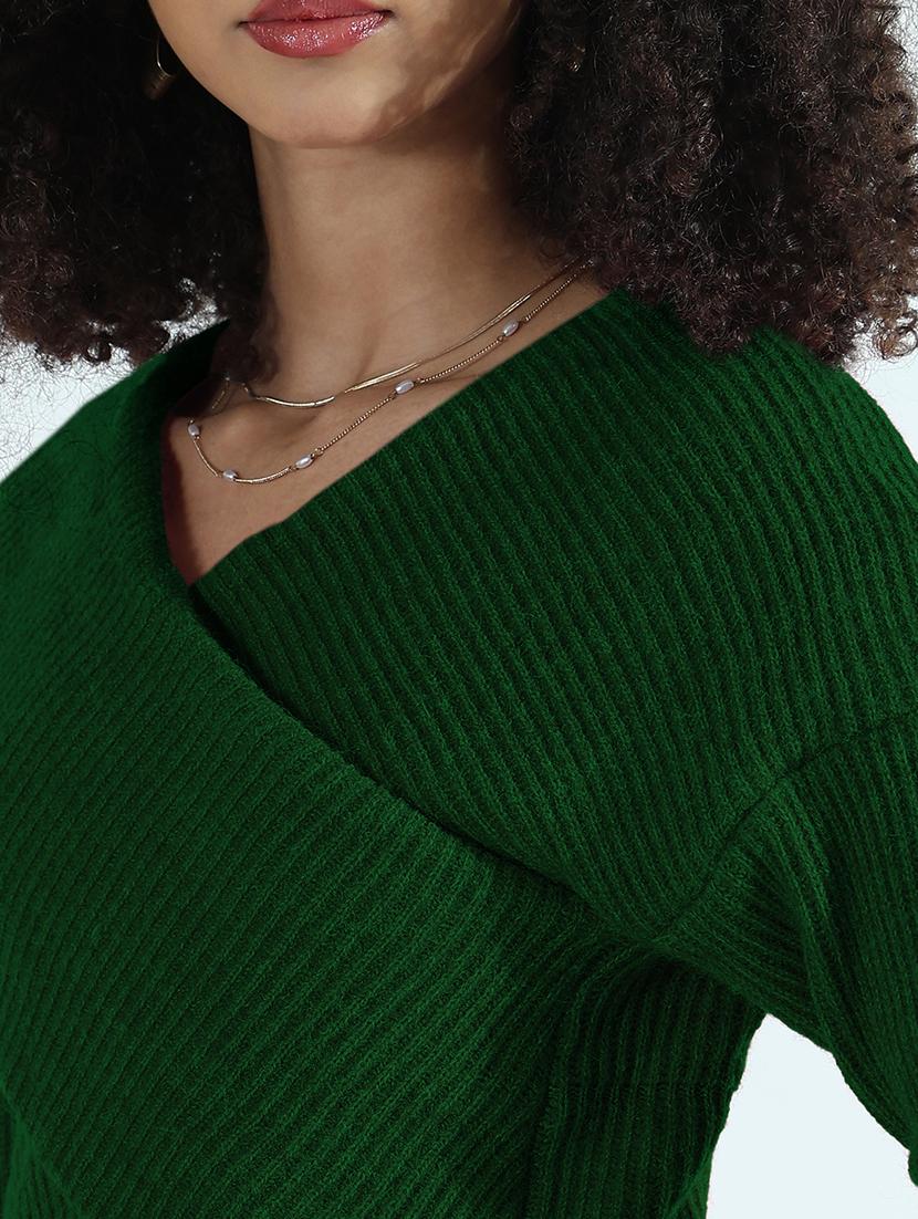 women solid long sleeve crop pullover - 21955843 - Standard Image - 5