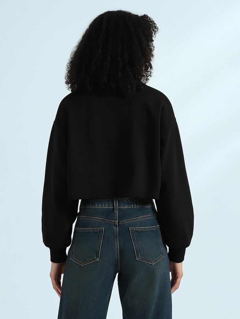 women printed long sleeve cropped sweatshirt - 21955851 - Standard Image - 3
