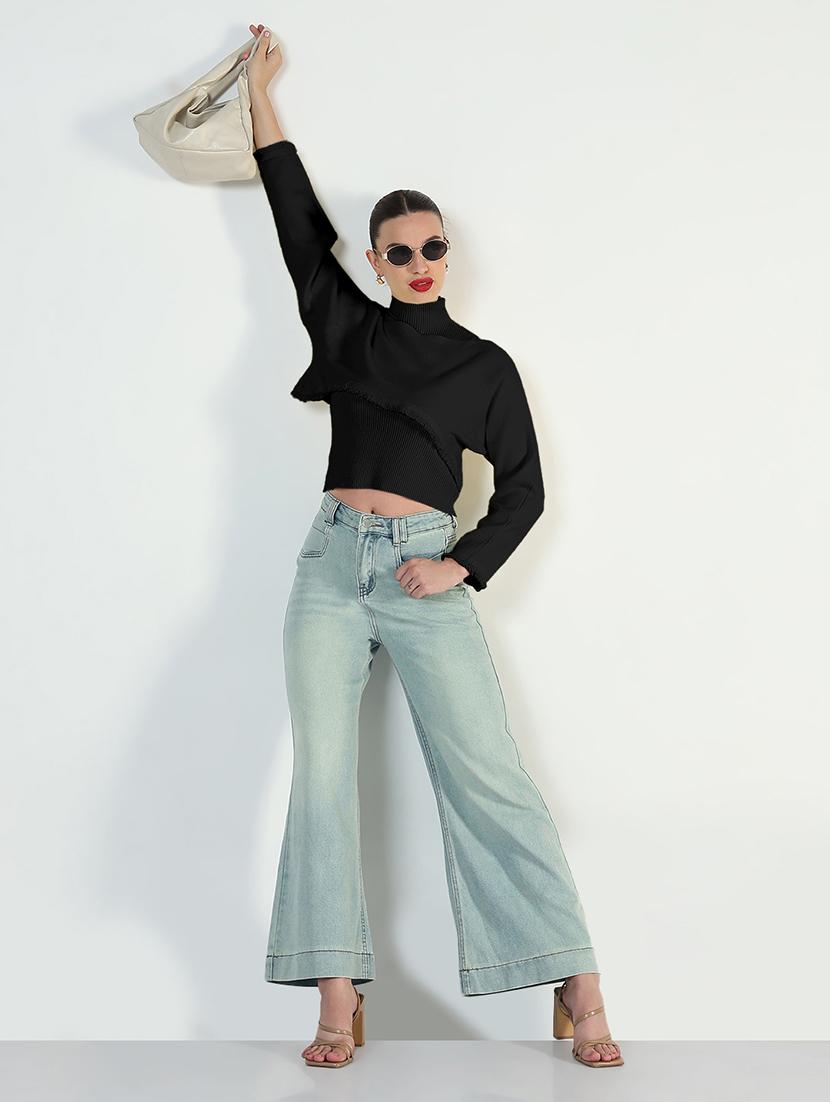women black solid crop pullover with tank top - 21955855 - Standard Image - 5
