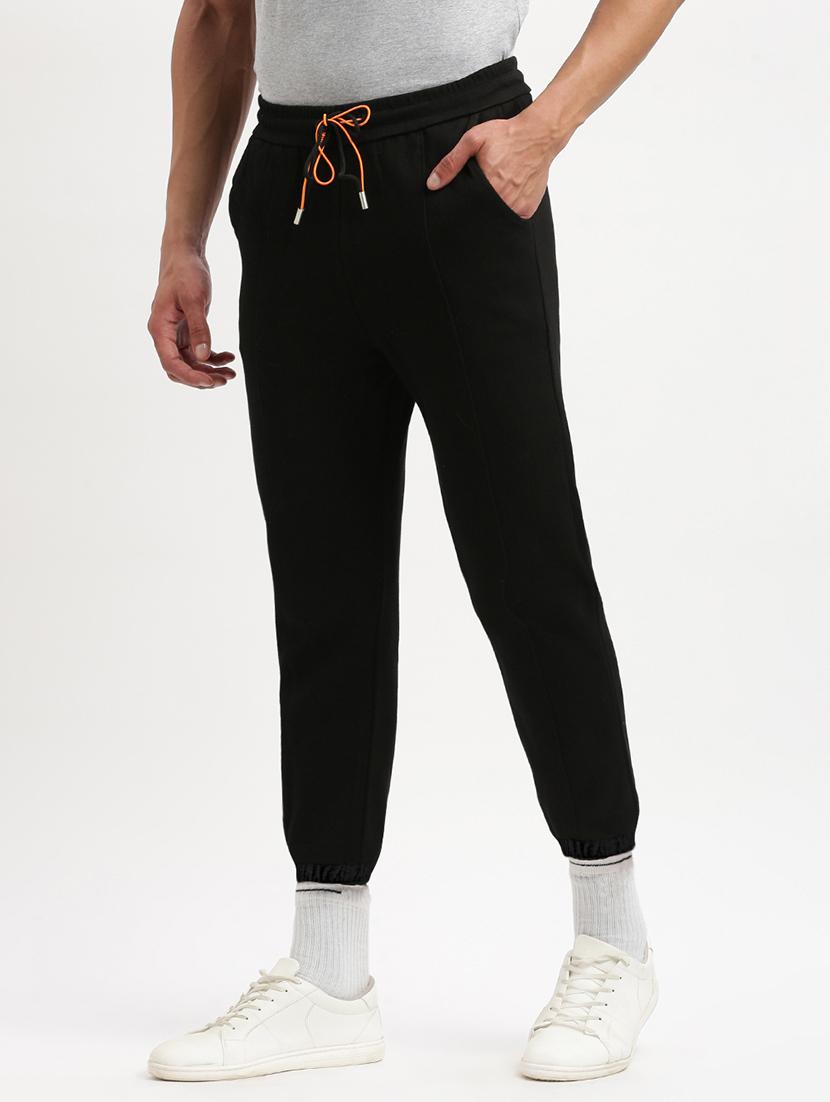 men black solid mid rise full length jogger - 21955897 - Standard Image - 3