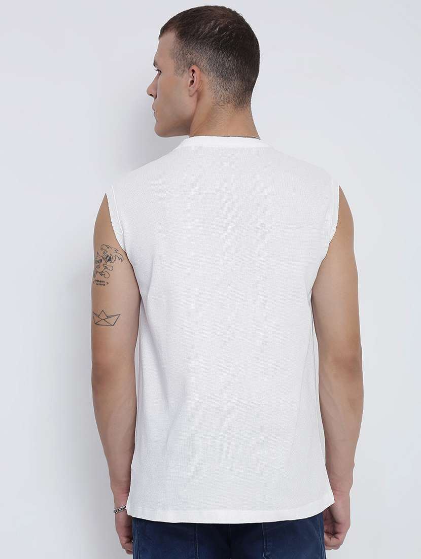 men solid sleeveless loose fit t-shirt - 21955930 -  Standard Image - 3