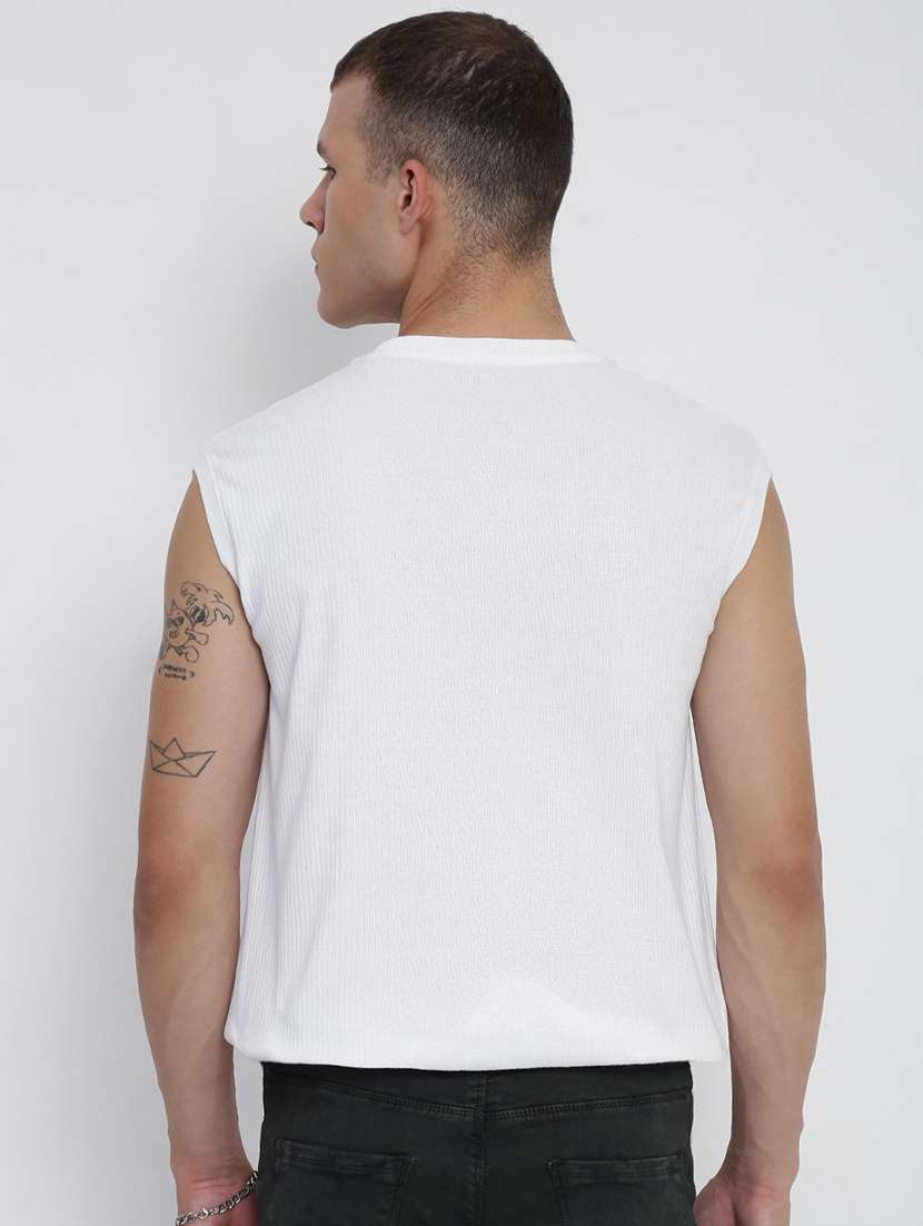 men white solid sleeveless regular fit t-shirt - 21955931 -  Standard Image - 3