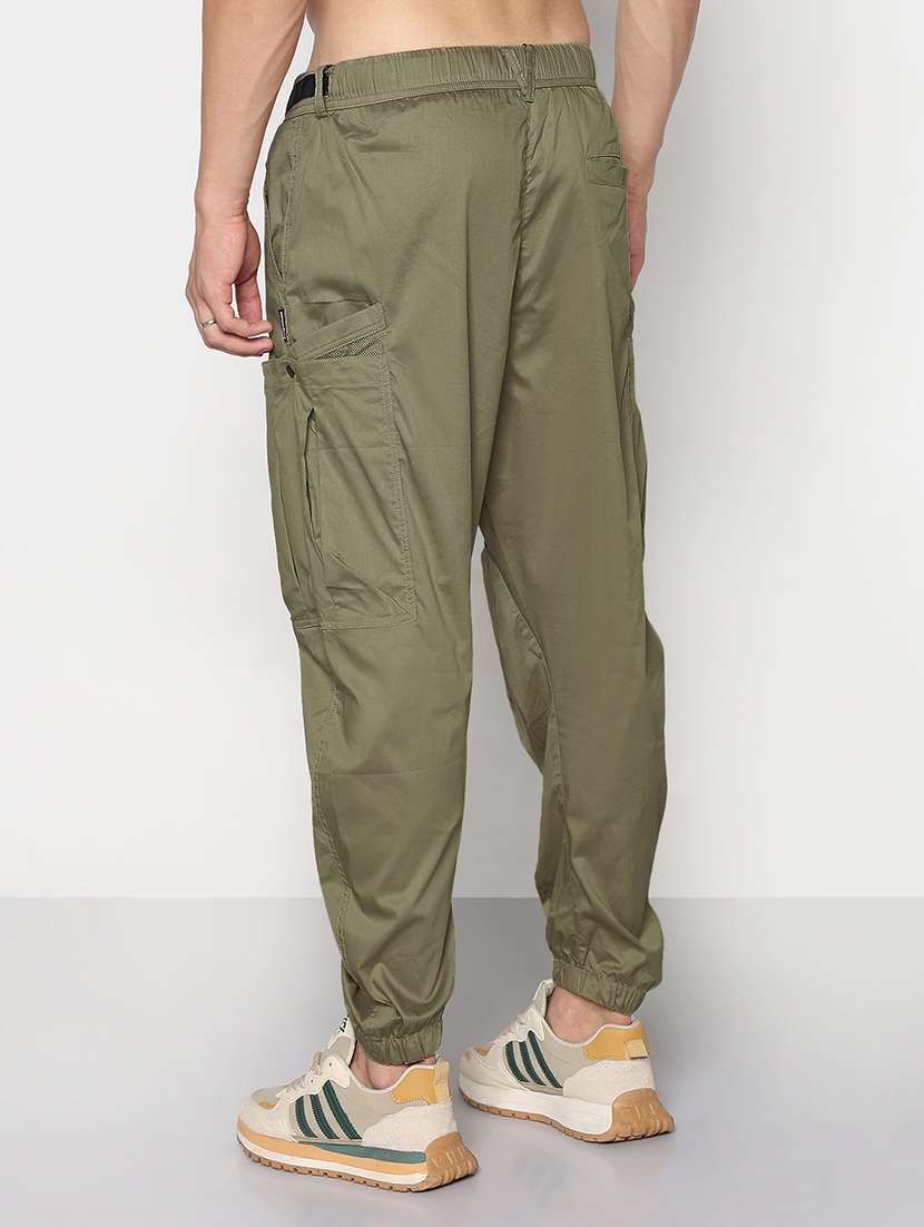 men olive solid mid rise cargo - 21955937 -  Standard Image - 3