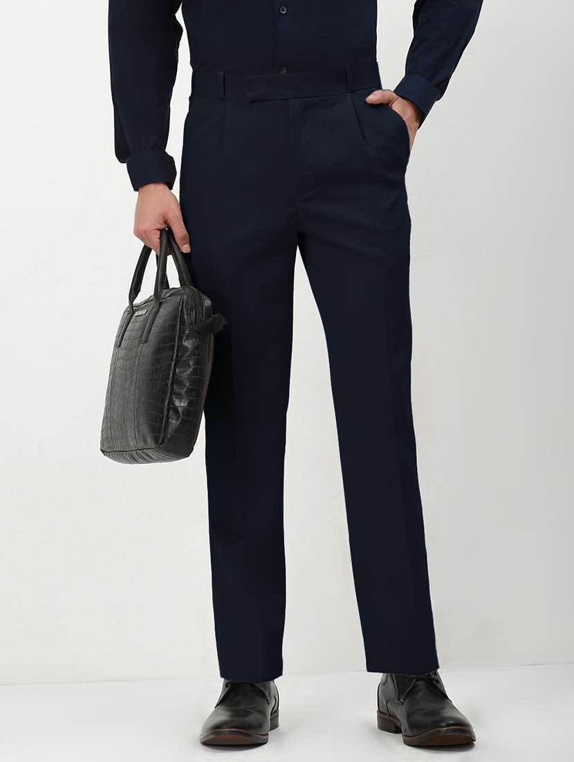 men solid mid rise pleated formal trouser - 21955941 -  Zoom Image - 0
