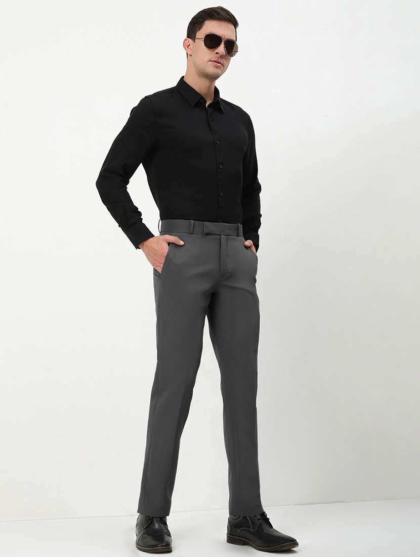 men solid mid rise flat front formal trouser - 21955943 -  Standard Image - 3
