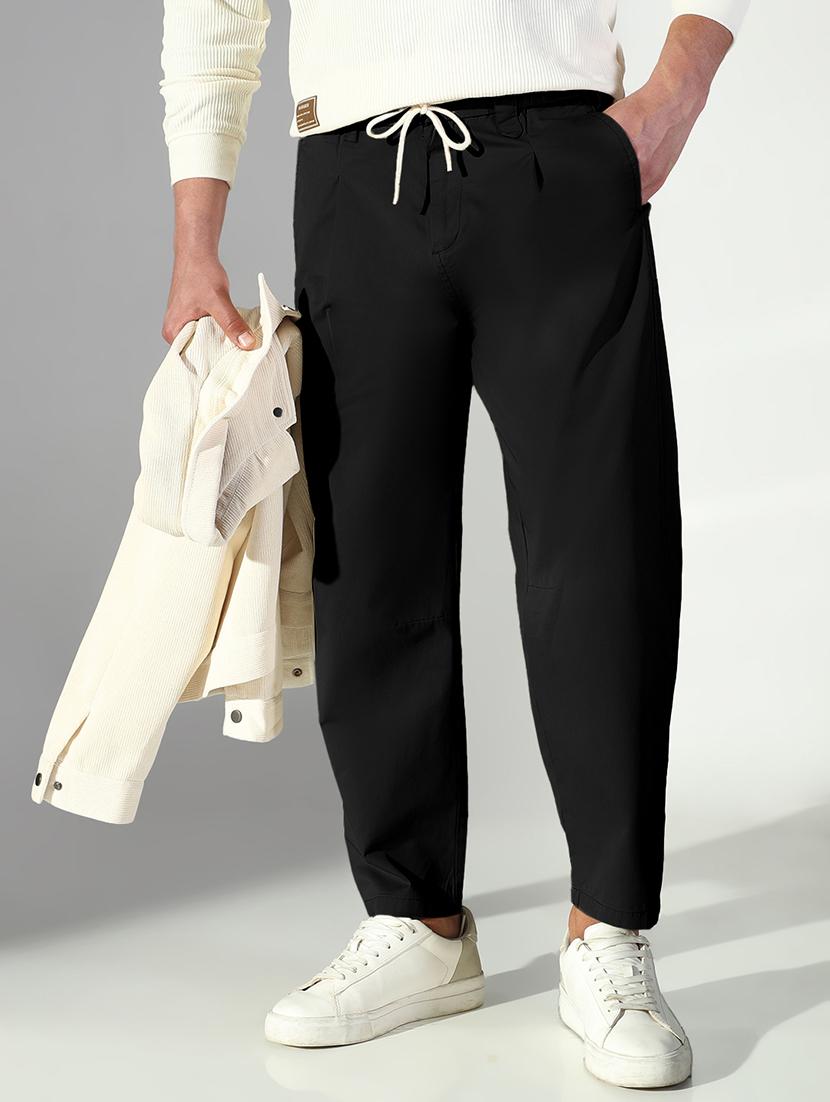 men black solid straight fit casual trouser - 21955948 - Zoom Image - 0
