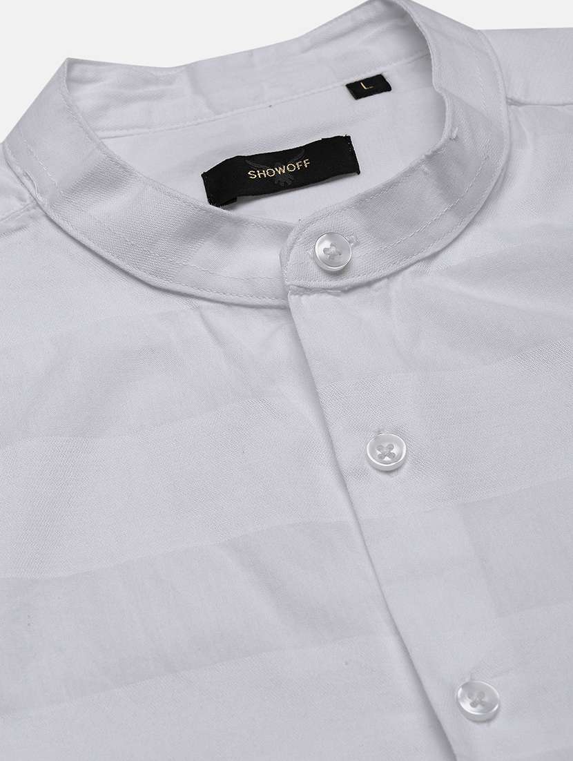 men striped mandarin collared long sleeve shirt - 21955951 -  Standard Image - 5