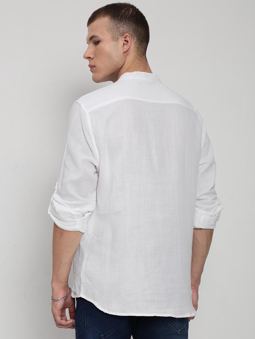 men solid mandarin collared long sleeve kurta - 21955958 - Standard Image - 3