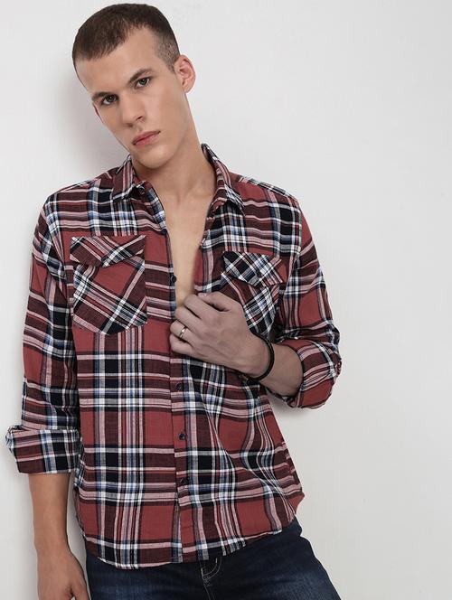 men checkered collared long sleeve shirt - 21955959 - Standard Image - 0