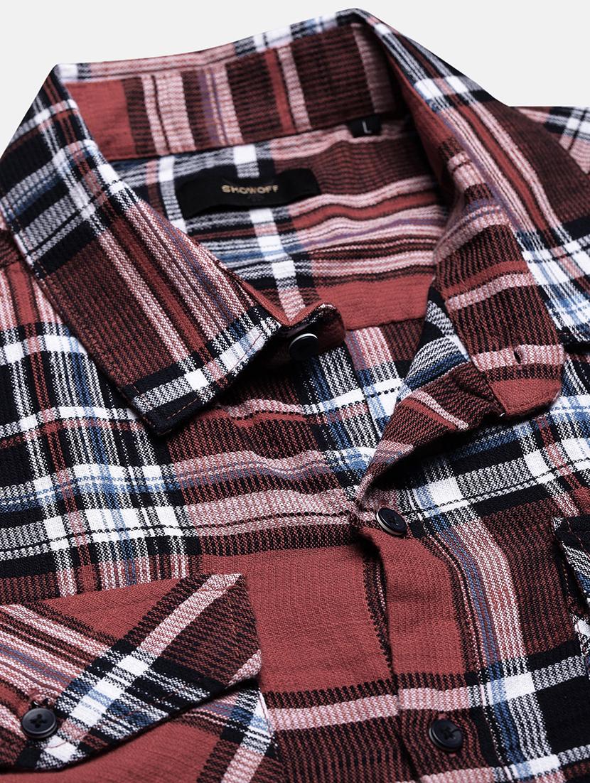men checkered collared long sleeve shirt - 21955959 - Standard Image - 5