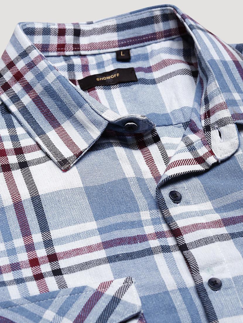 men checkered collared long sleeve shirt - 21955961 - Standard Image - 5