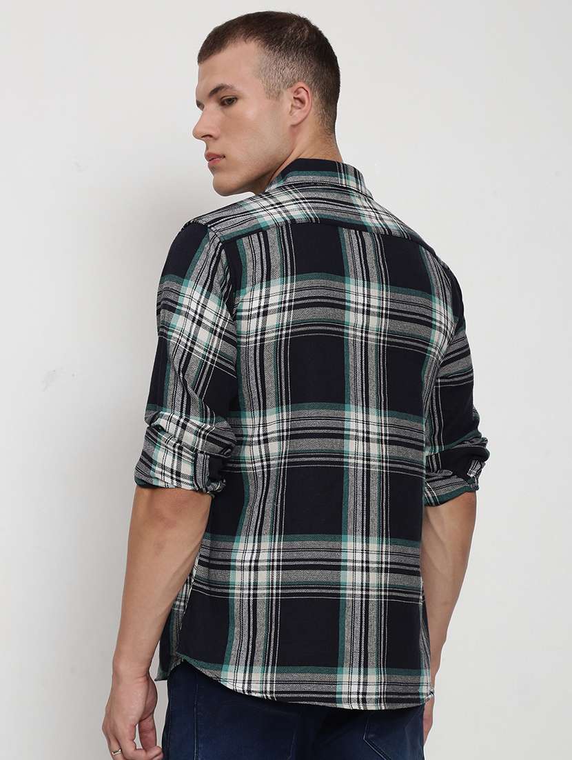 men checkered collared long sleeve shirt - 21955962 -  Standard Image - 3