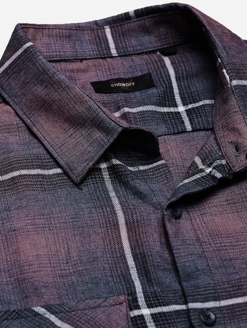 men checkered collared long sleeve shirt - 21955963 - Standard Image - 5