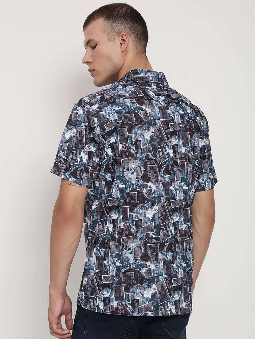 men printed cuban collared short sleeve shirt - 21955972 -  Standard Image - 3