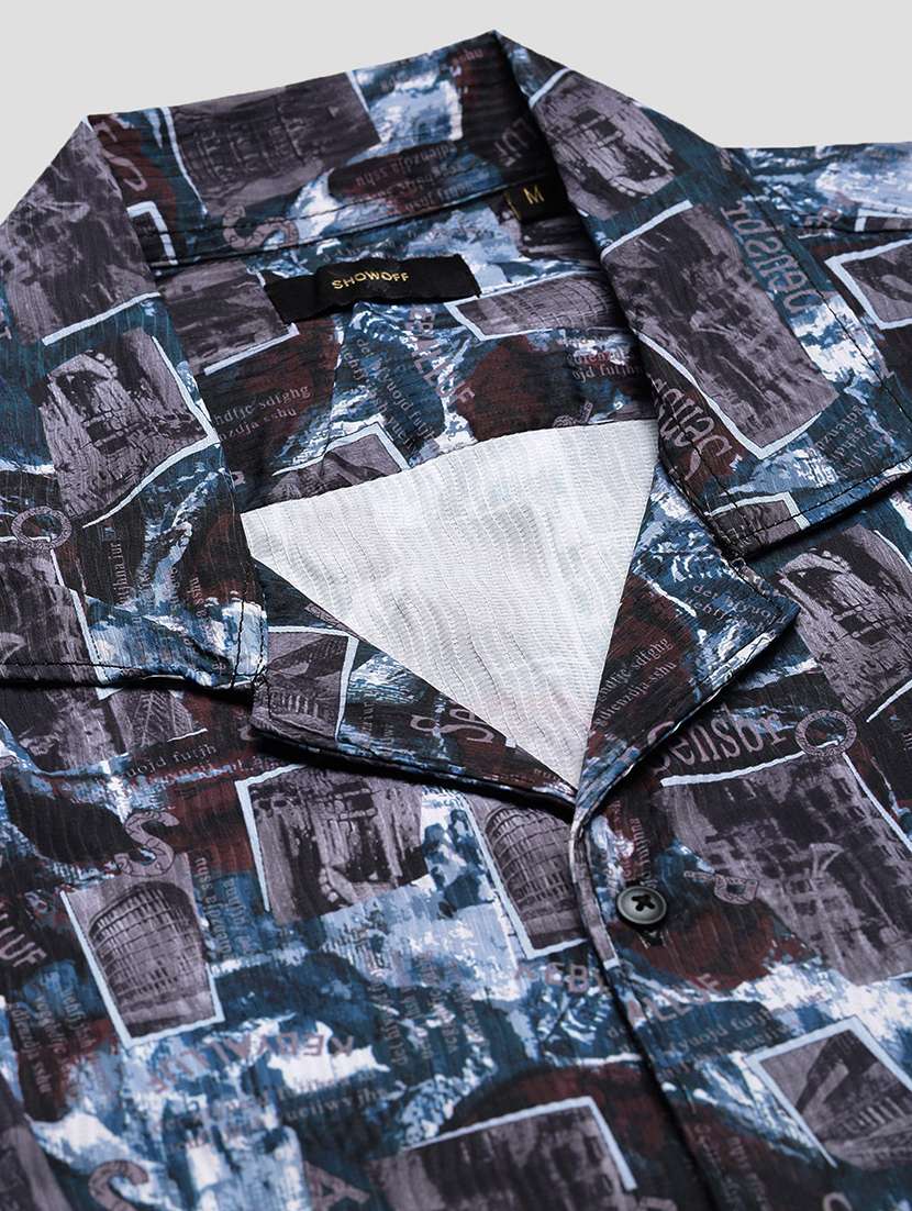 men printed cuban collared short sleeve shirt - 21955972 -  Standard Image - 5