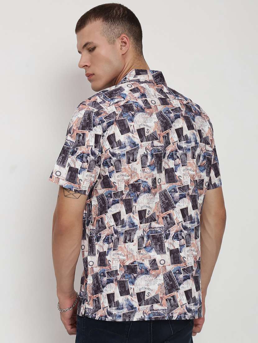 men printed cuban collared short sleeve shirt - 21955973 -  Standard Image - 3