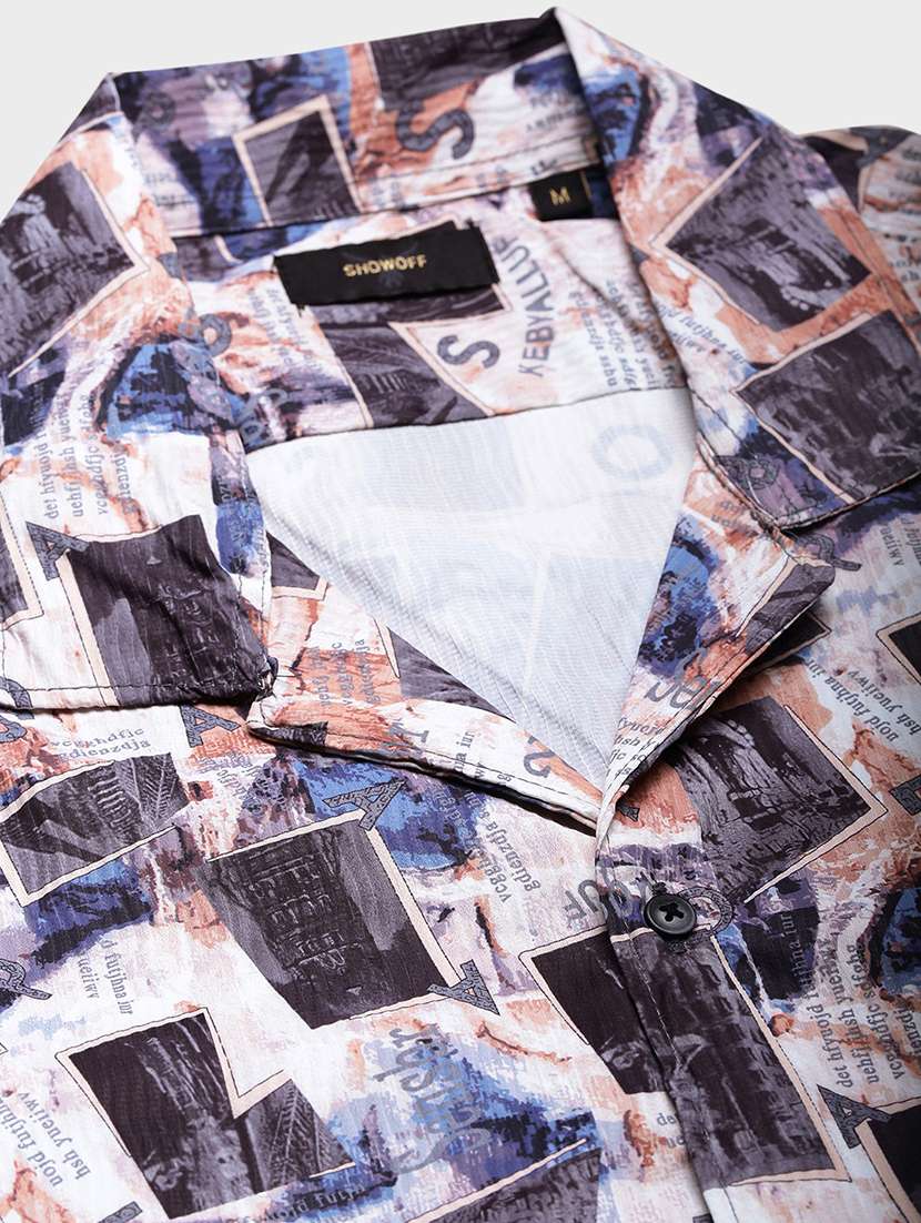 men printed cuban collared short sleeve shirt - 21955973 -  Standard Image - 5