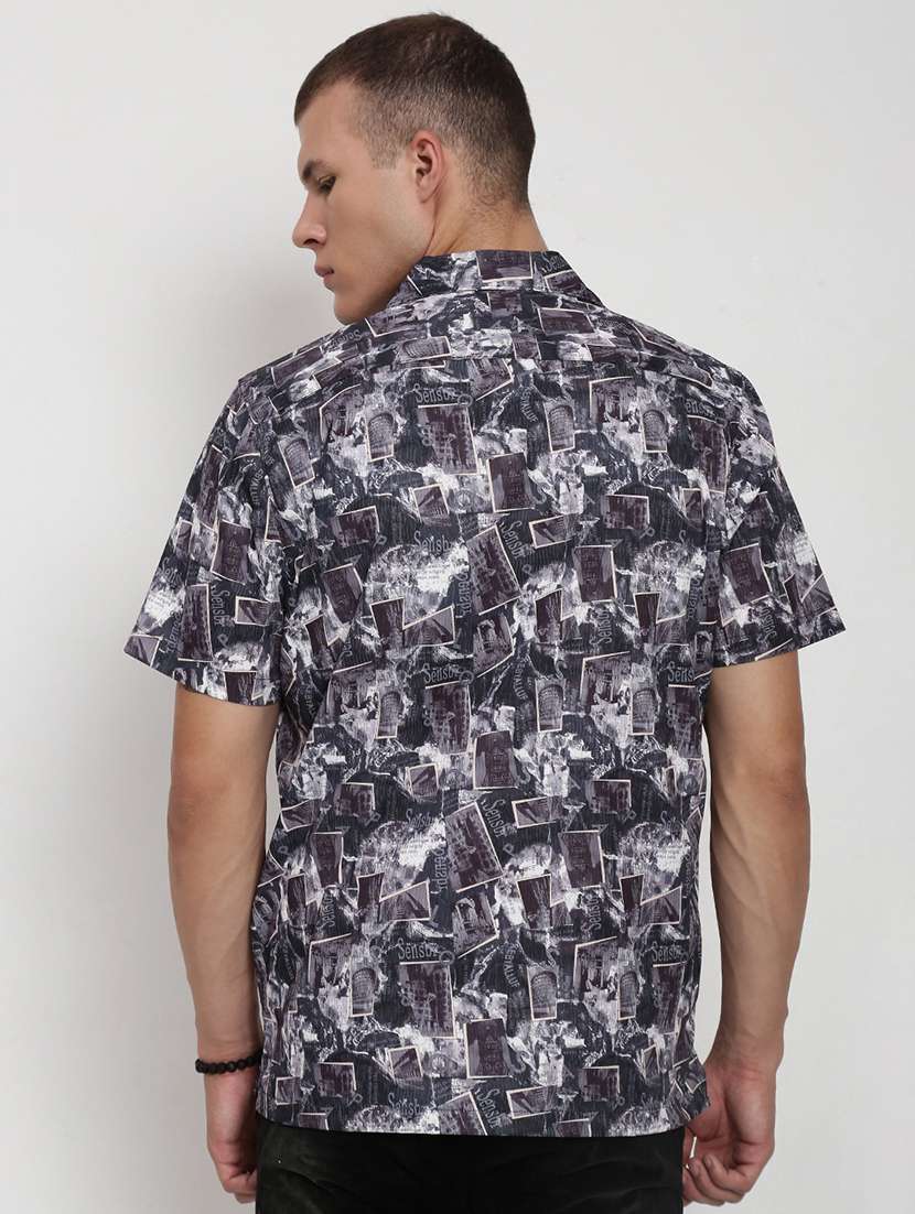men printed cuban collared short sleeve shirt - 21955974 -  Standard Image - 3