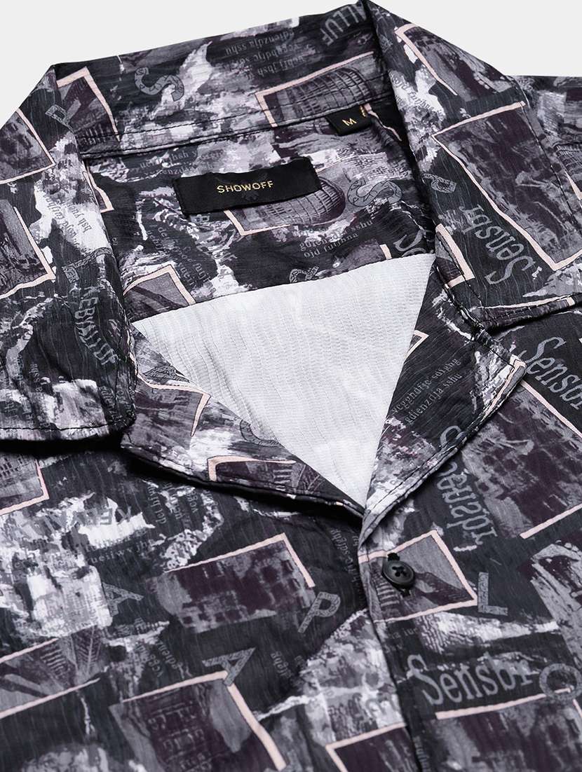 men printed cuban collared short sleeve shirt - 21955974 -  Standard Image - 5